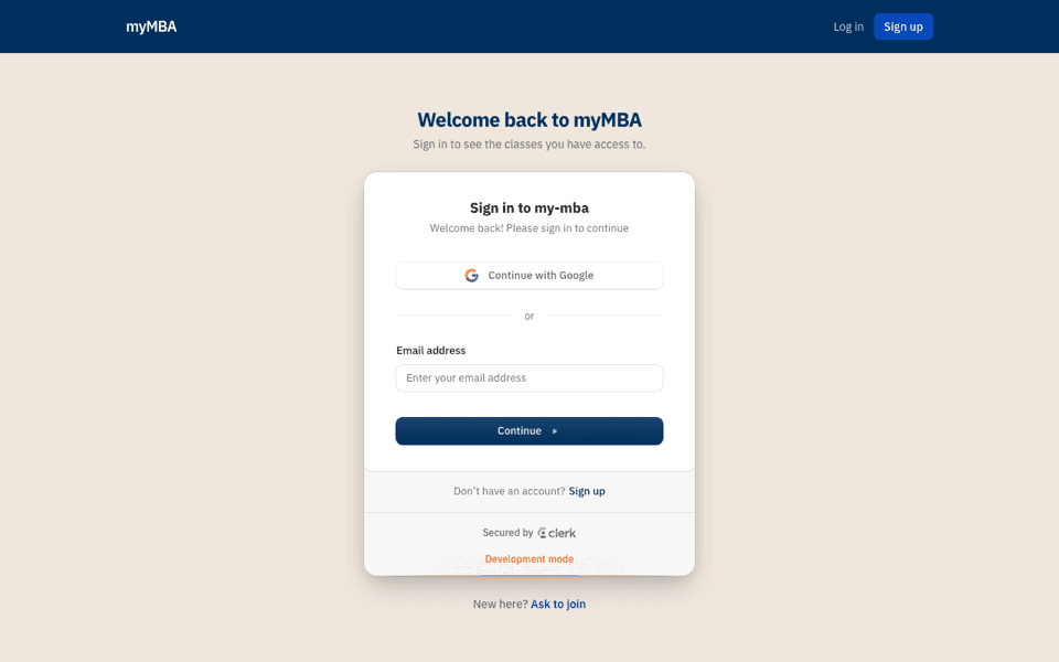 myMBA screenshot