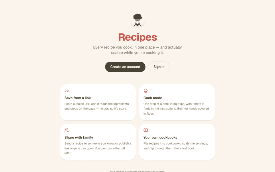 Recipes screenshot